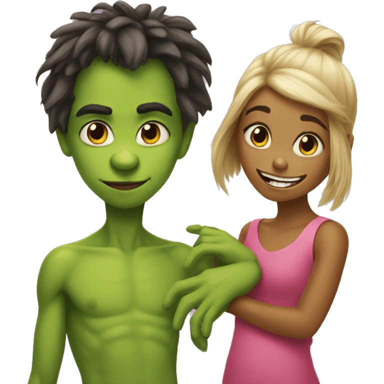 Girl and boy grinch emoji