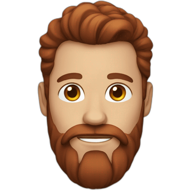 Dark Red head bearded man with long hair in a bun emoji