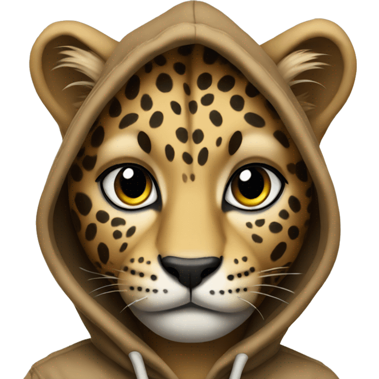 Leopard wearing hoodie emoji