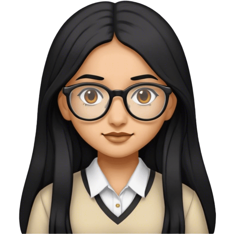 TOK emoji indian high school girl , glasses, long black hair emoji