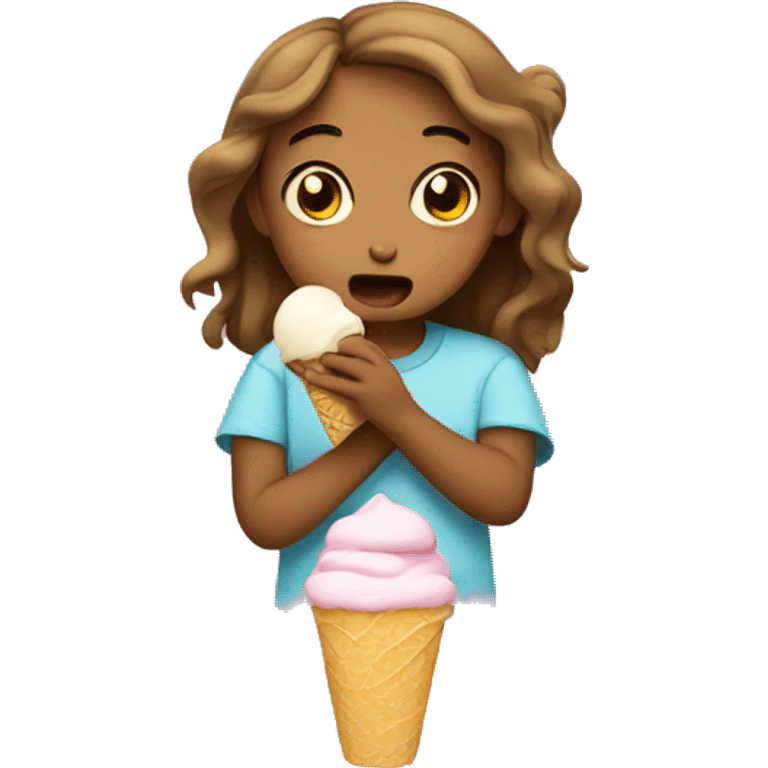 Crying girl eating ice cream  emoji