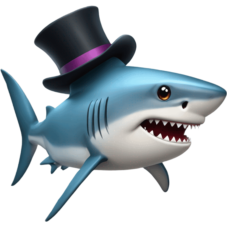 Shark with a top hat emoji