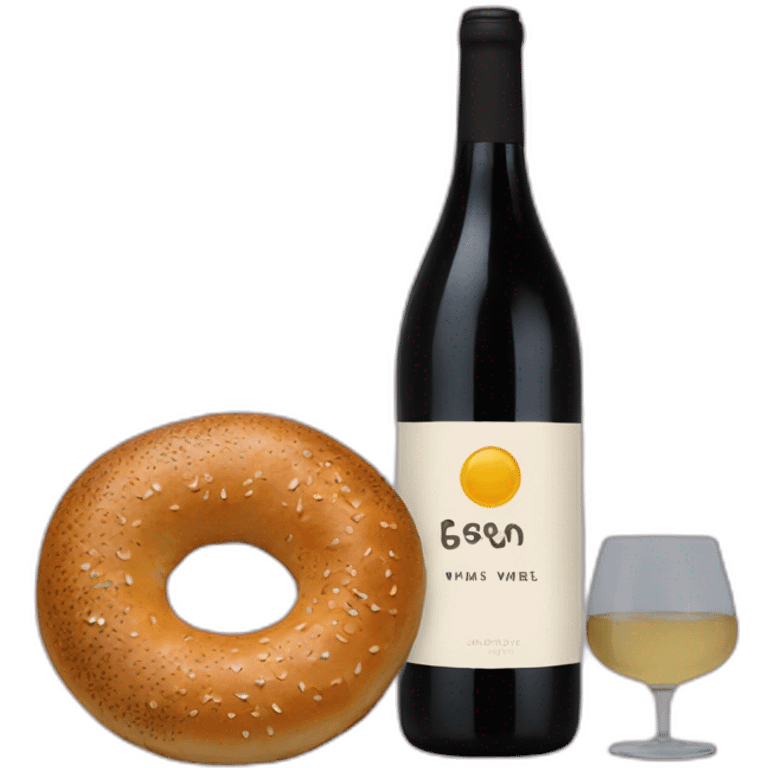 An everything bagel and a bottle of natural wine emoji