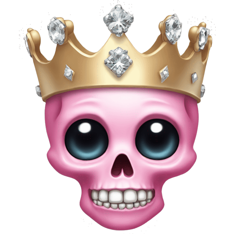 Pretty pink Skull with diamond crown  emoji