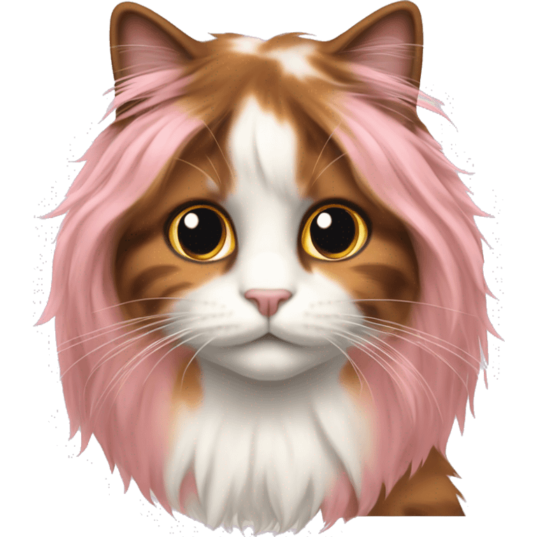 Long-haired Calico cat pink nose standing emoji