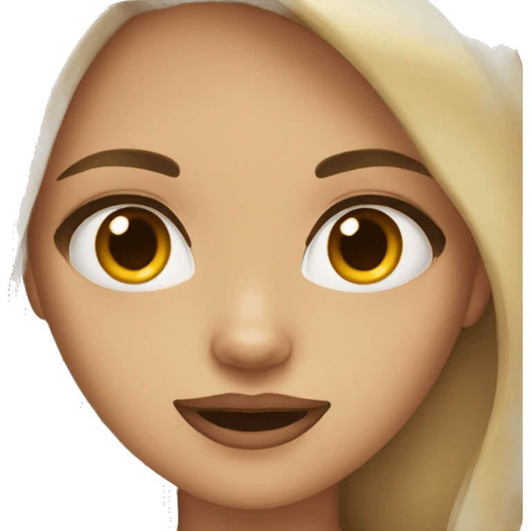 girls face with tan skin, dark hair, and vampire teeth emoji