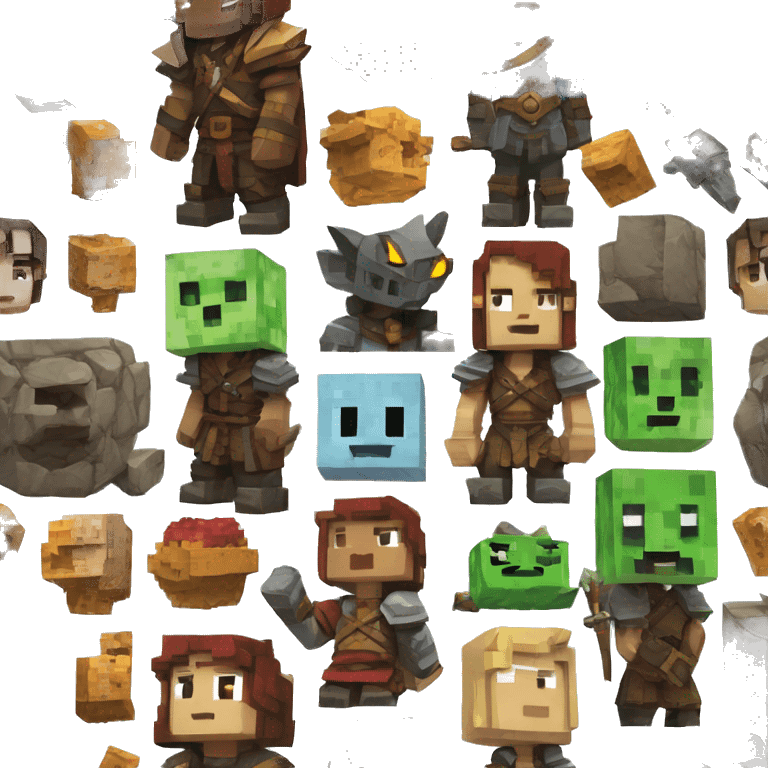 Minecraft style statue of dungeons and dragons characters  emoji