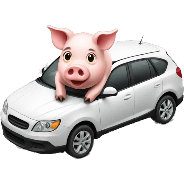 pig on car emoji