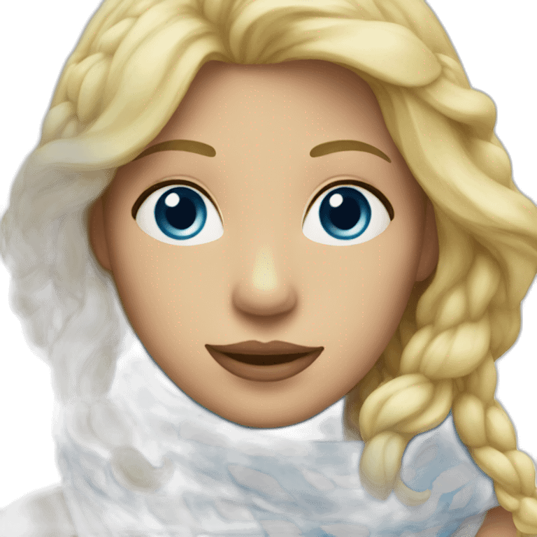 Blond woman with a blue and white scarf emoji