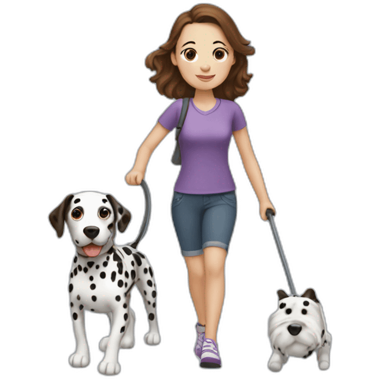 Woman with brown hair and dalmatian going for a Walk emoji