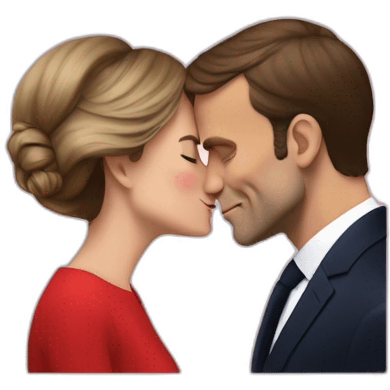 Emmanuel Macron kiss Elisabeth borne emoji