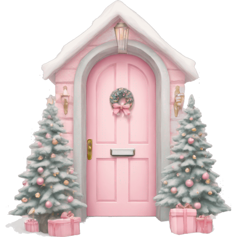 Pastel pink christmas door emoji