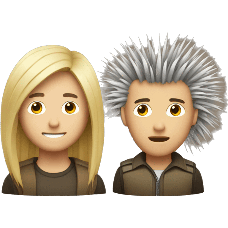 A blonde guy and a porcupine mixed emoji