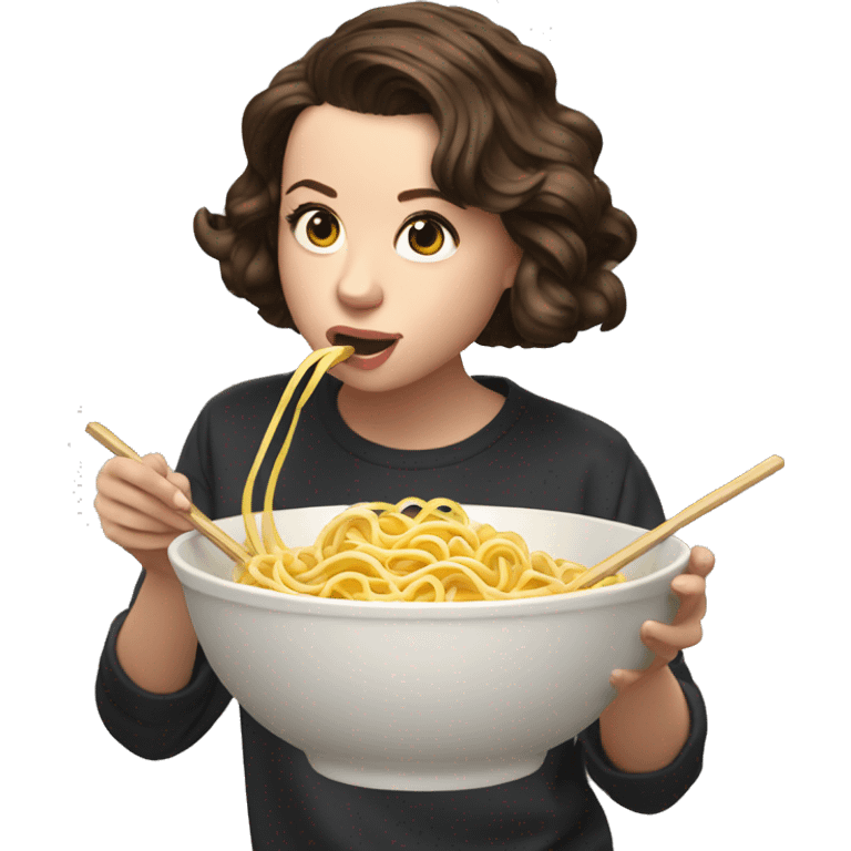 Millie Bobby Brown eat noodles  emoji