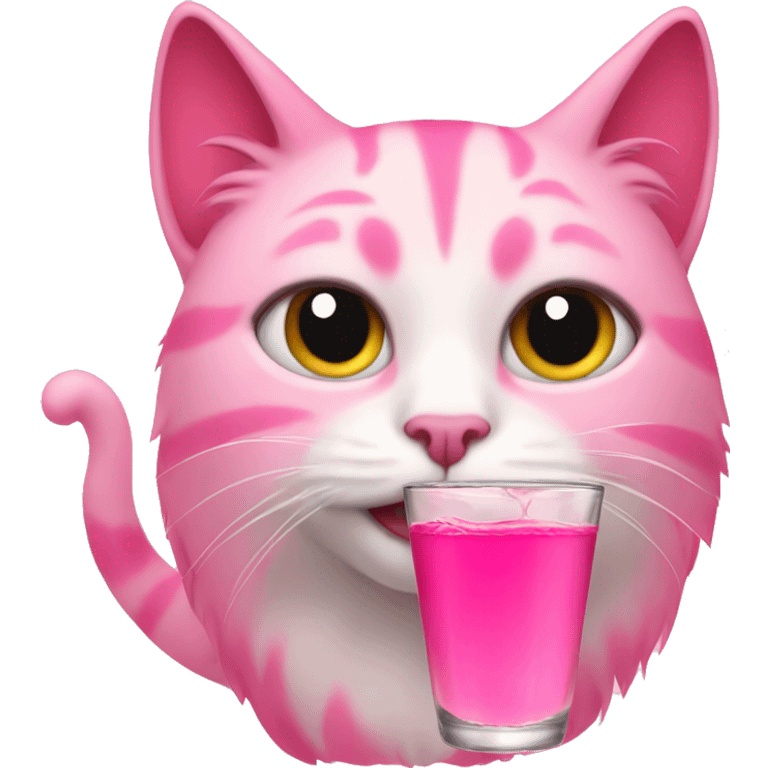 pink cat drinking  emoji