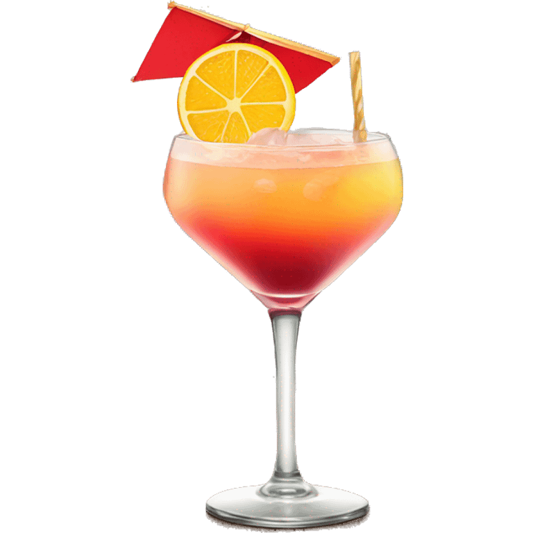 Cocktail on the beach with sunset emoji