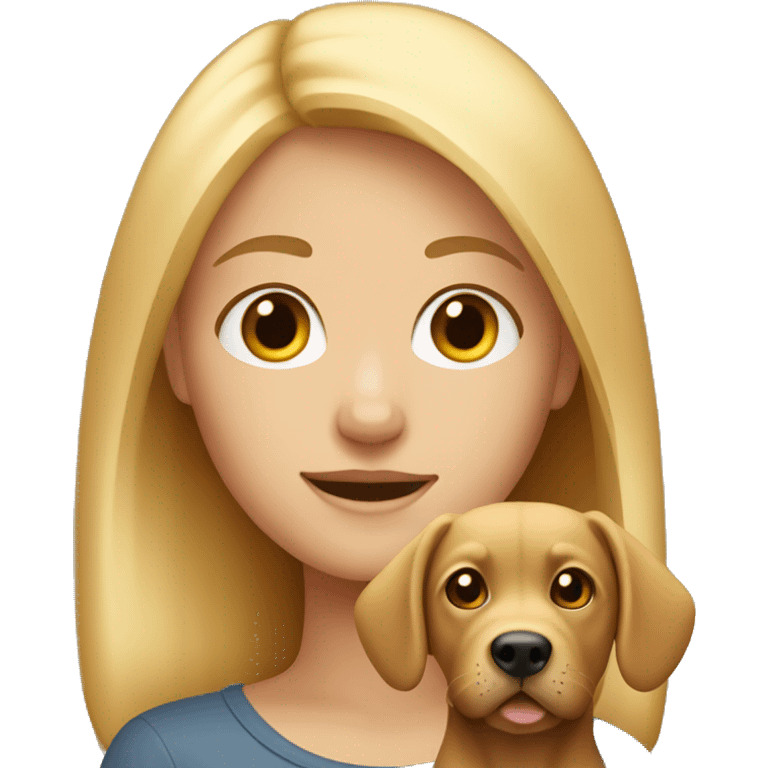 Blonde girl with light brown dog  emoji