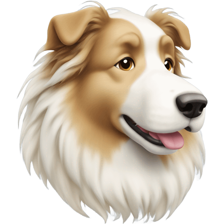 Fluffy big collie dog white and cream emoji