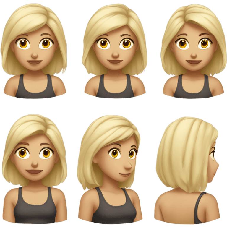 blonde girl with striking features wearing a tank top emoji