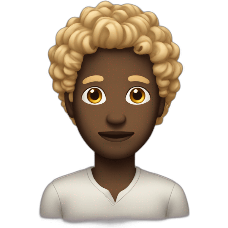 black man with curly blond hair emoji