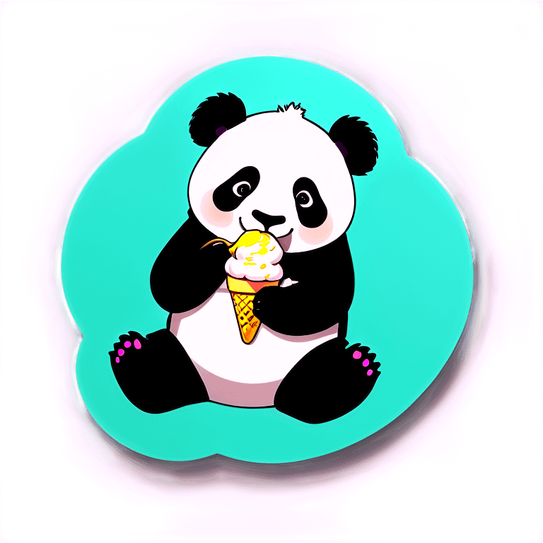 Panda eating ice cream emoji