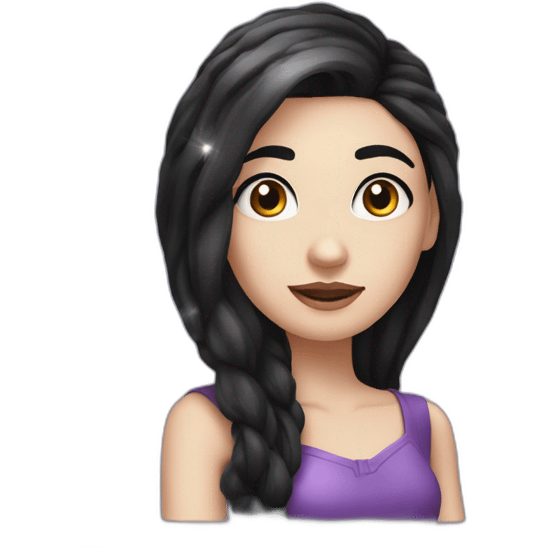 white girl with long black hair thick black eyebrow with magic sparkles who is a ux designer with a passion in AI emoji