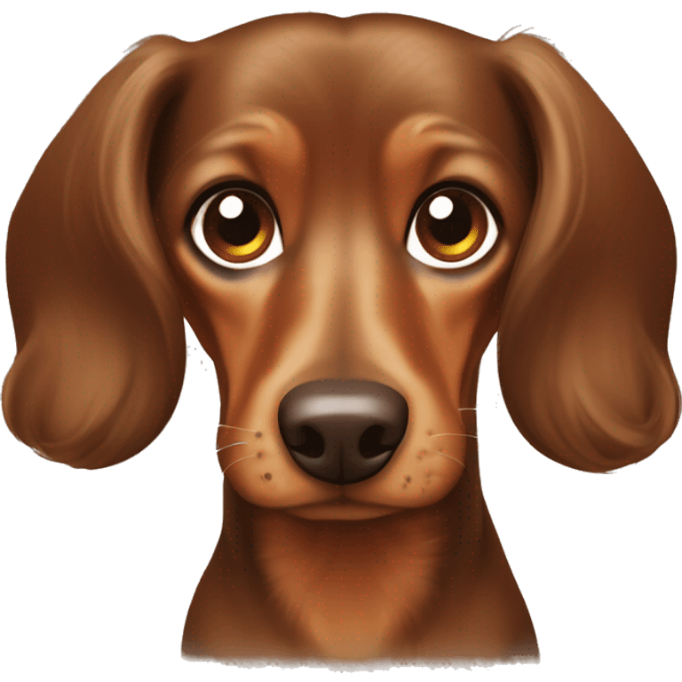 medium brown long hair dachshund with light brown markings grumpy emoji