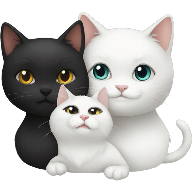 White Cat and black cat love emoji