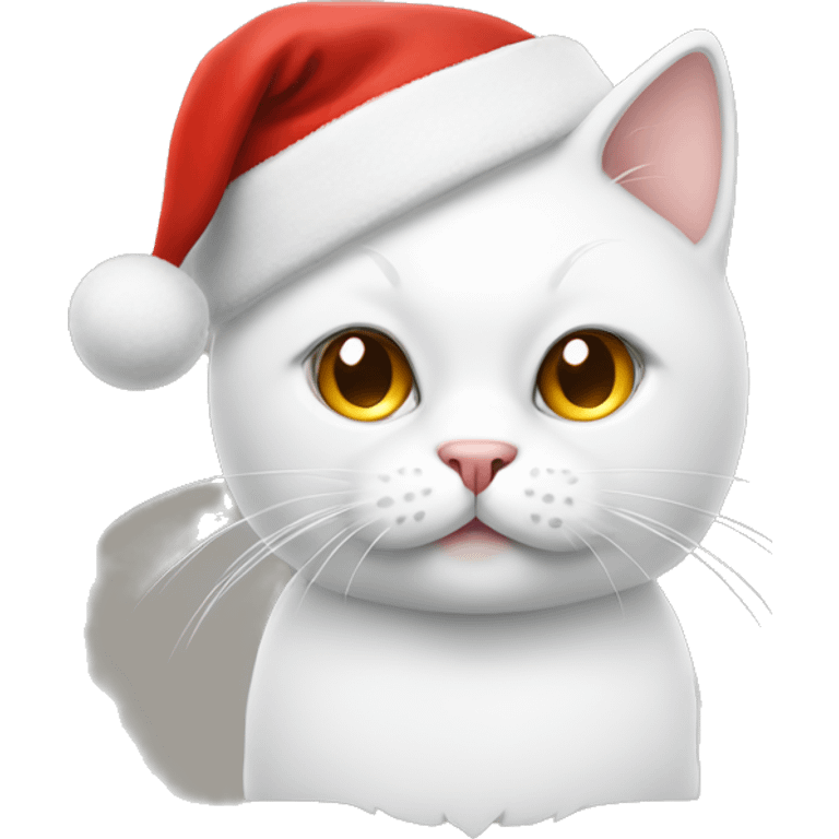 White cat wearing a Santa hat  emoji