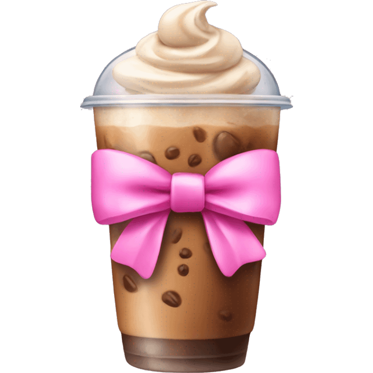 iced coffee with pink bow emoji