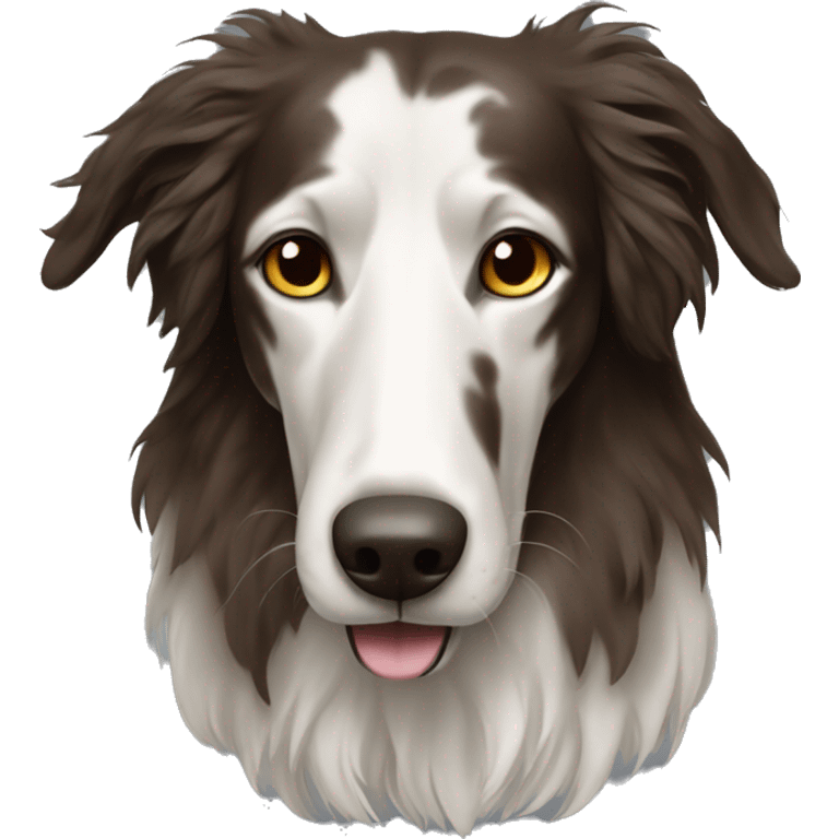 All fur dark brown borzoi dog  emoji