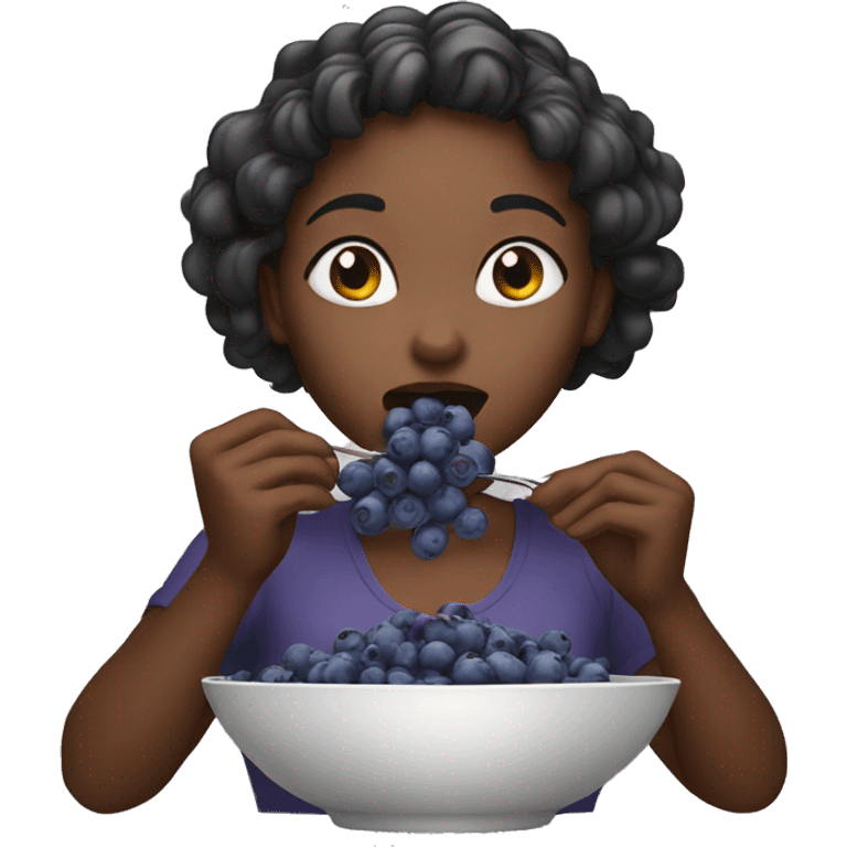 Girl eating blueberries emoji