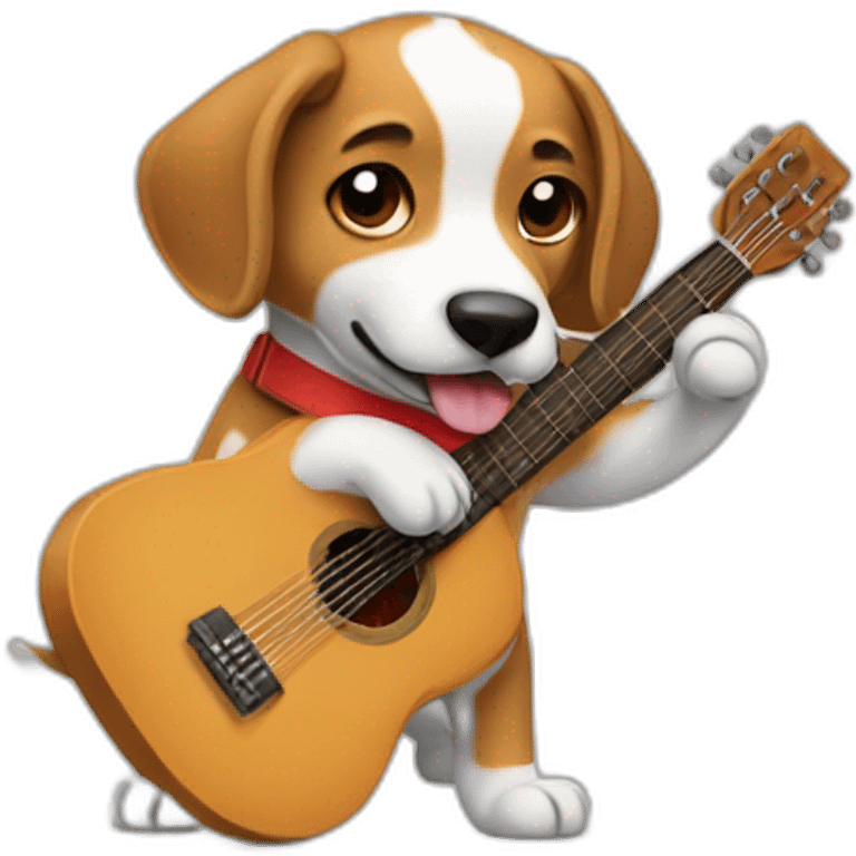 Perrito tocando guitarra emoji