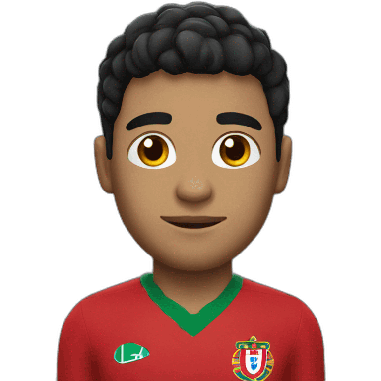 A man with black hair wearing a Portugal team uniform emoji