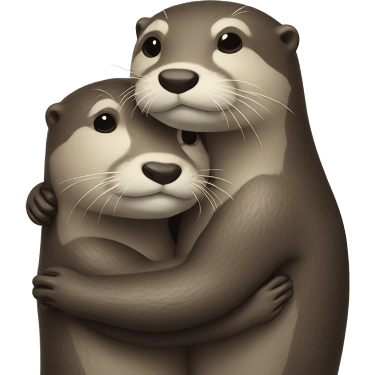 Male and female otter hugging  emoji