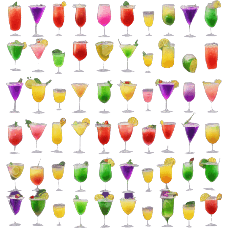 Realistic New Orleans Purple and Green,Red,Yellow,Pink,Hurricane Cocktail emoji