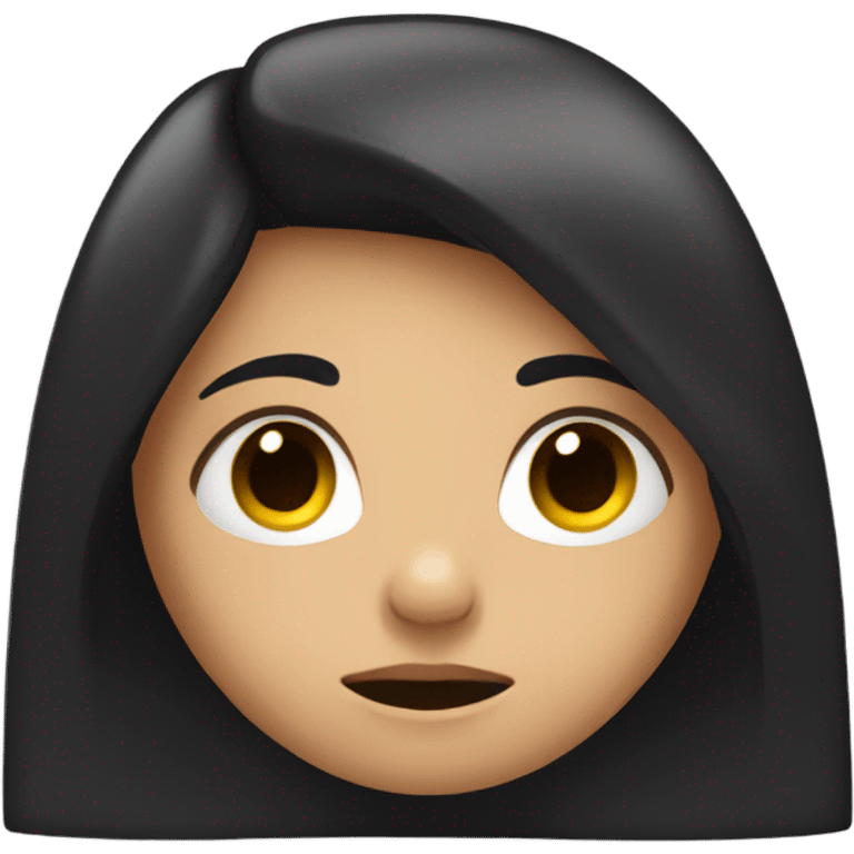 long black haired girl with nausea emoji