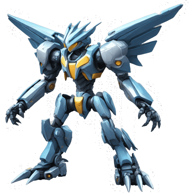 a futuristic mechanical spiky Medabot-raptor-dragon-mecha full body emoji