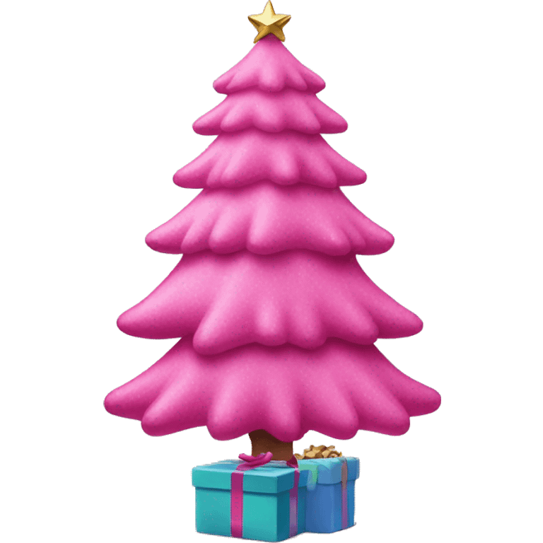 Pink Christmas tree with presents underneath  emoji