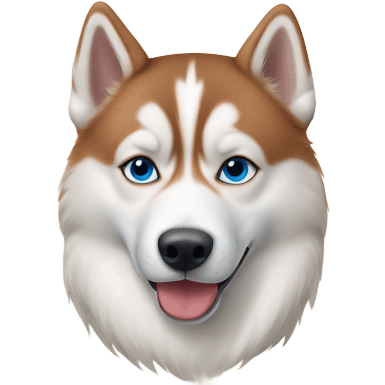 Red Siberian husky with blue eyes, laying down, realistic emoji emoji