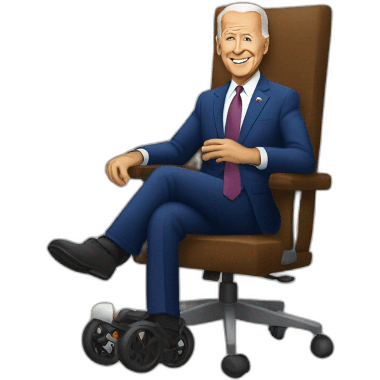 joe biden in a chair with wheels emoji