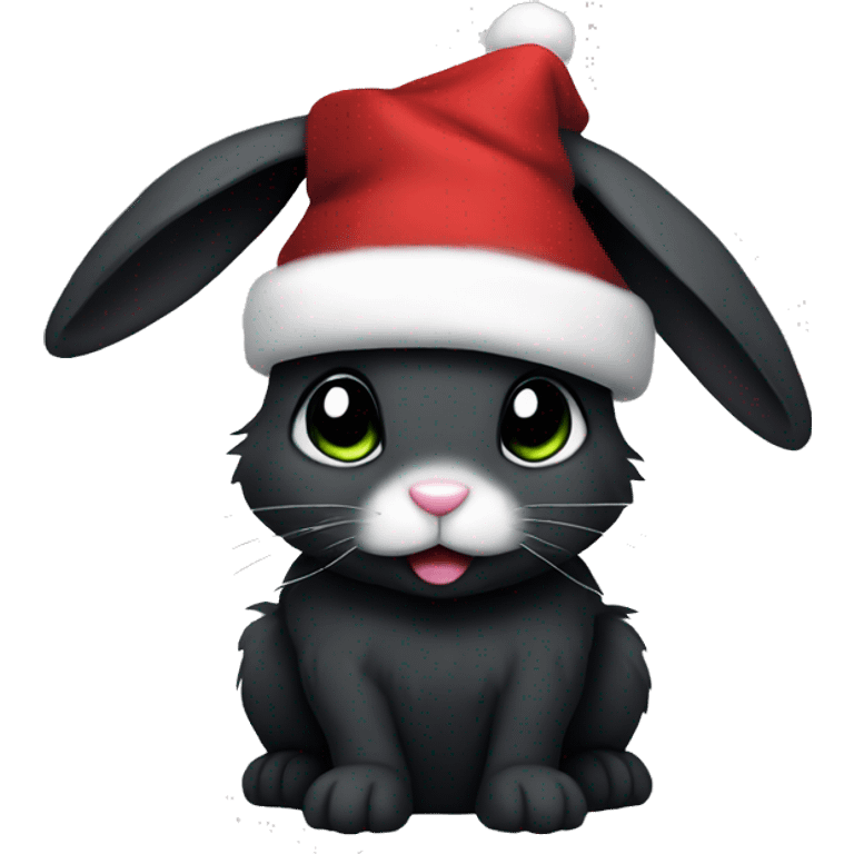 goth bunny with santa hat emoji