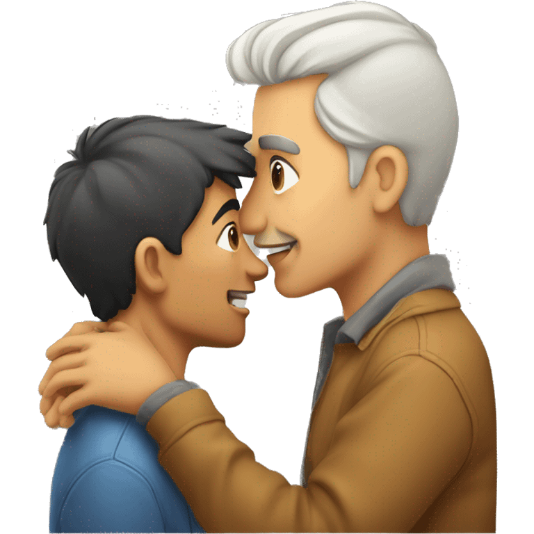 A Young guy Kiss a mature man  emoji