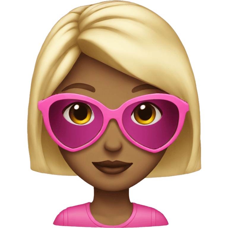 Blonde girl pink heart sunglasses  emoji