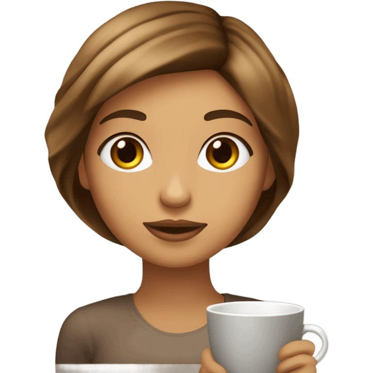 Chica de pelo corto café bebiendo un té emoji