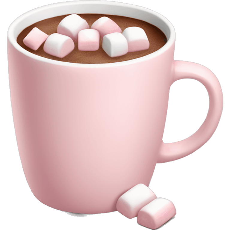 Light Pink mug of hot chocolate with marshmallows  emoji