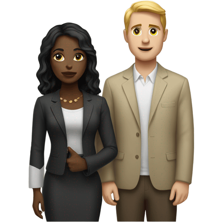 Black woman and white man emoji