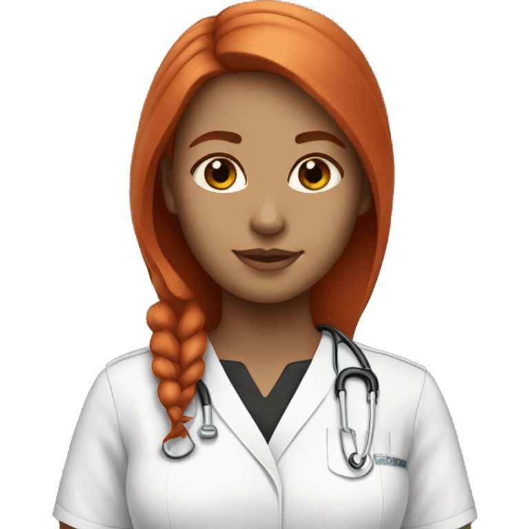 Beautiful female red hair. Black scrubs emoji