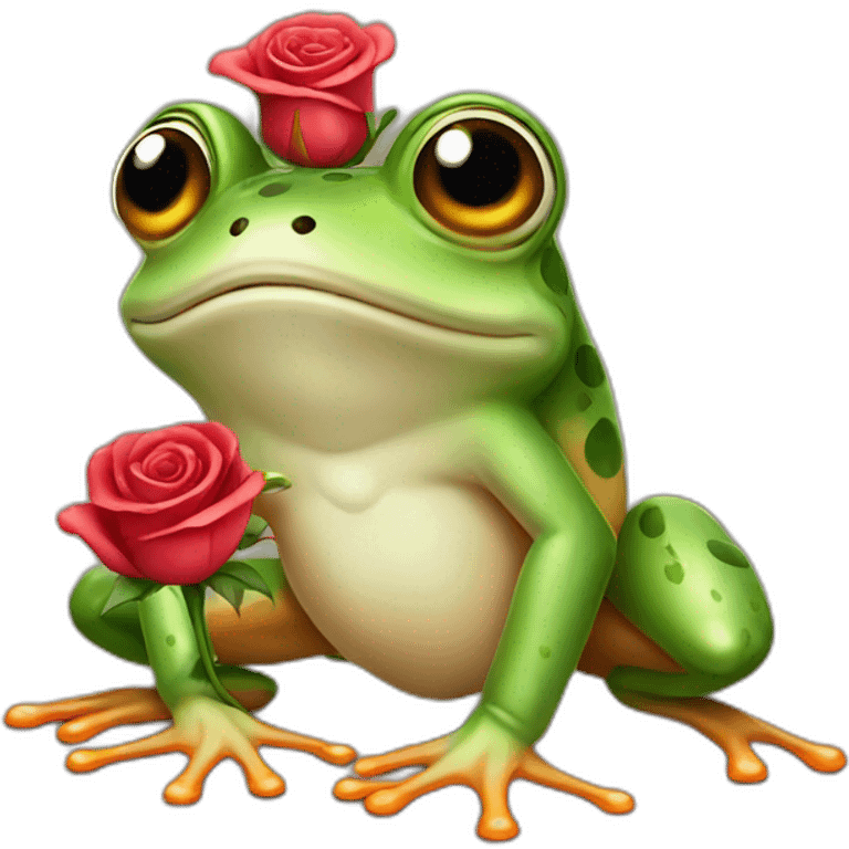 Frog with a rose emoji