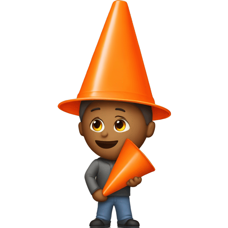 Guy with a traffic orange cone on his head emoji